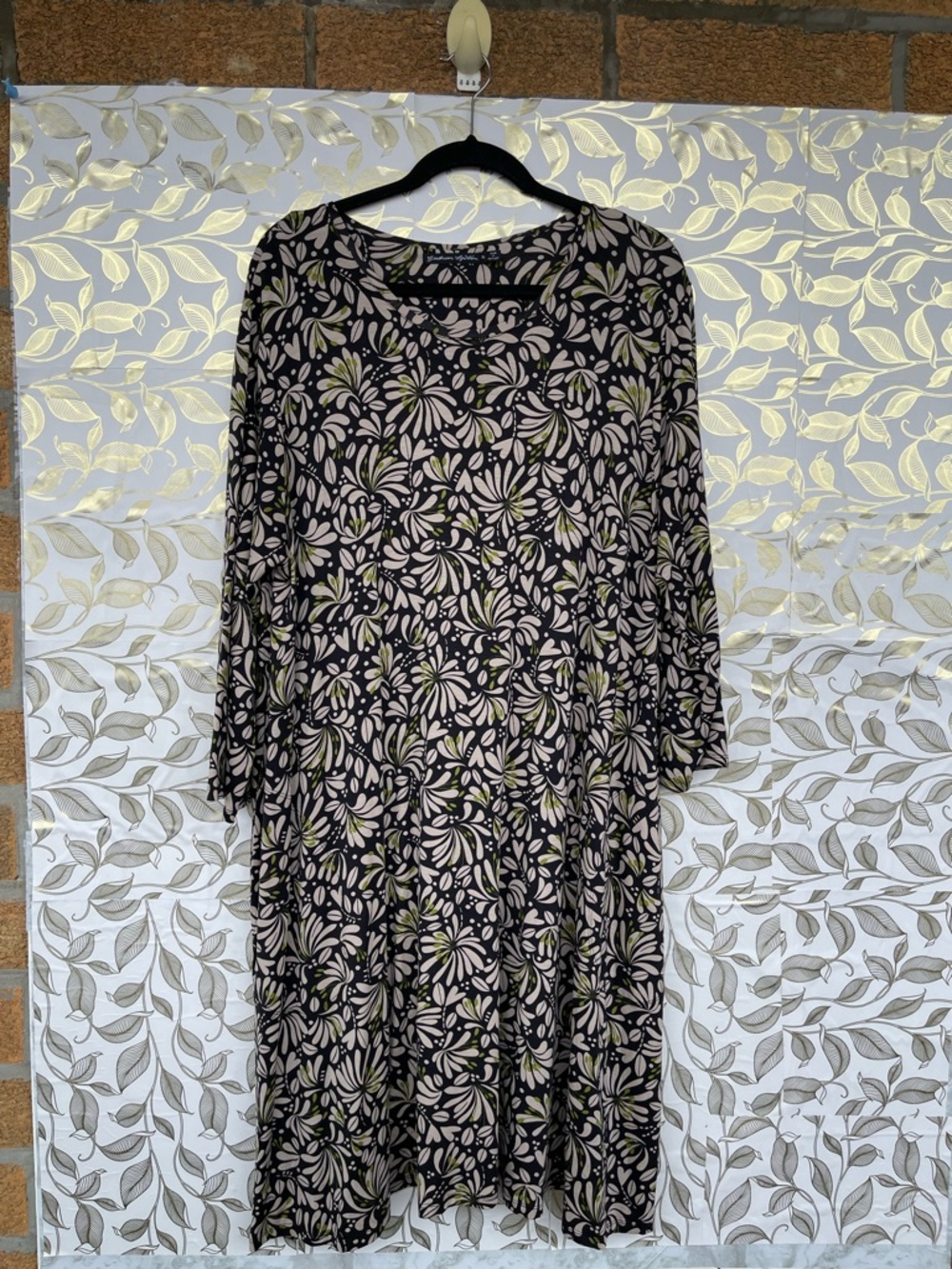 Gudrun Sjödén Floral Lyocell Dress XL Art Lagenlook Boho Eco-Friendly Pocket - Picture 3 of 10
